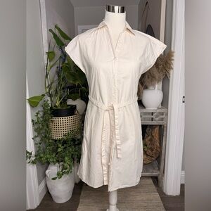 Theory Petite Cream Shirt Dress